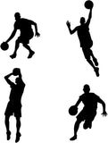Lot de 4 autocollants muraux pour salle de basket-ball pour garçons - Décoration murale pour chambre à coucher ou salon