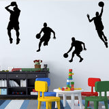 Lot de 4 autocollants muraux pour salle de basket-ball pour garçons - Décoration murale pour chambre à coucher ou salon