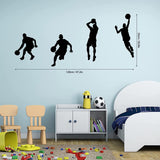 Lot de 4 autocollants muraux pour salle de basket-ball pour garçons - Décoration murale pour chambre à coucher ou salon