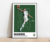 Affiche Giannis Antetokounmpo - Parfaite pour les fans ! - NBA Milwaukee Bucks, 11x14 Minimal Giannis Print for Room &amp; Office Wall Art, IMPRIMABLE