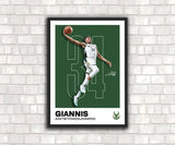 Affiche Giannis Antetokounmpo - Parfaite pour les fans ! - NBA Milwaukee Bucks, 11x14 Minimal Giannis Print for Room &amp; Office Wall Art, IMPRIMABLE