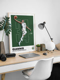 Affiche Giannis Antetokounmpo - Parfaite pour les fans ! - NBA Milwaukee Bucks, 11x14 Minimal Giannis Print for Room &amp; Office Wall Art, IMPRIMABLE